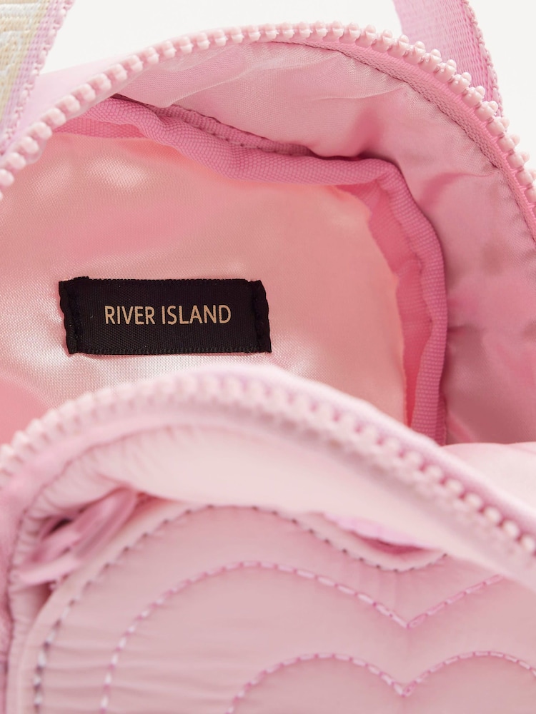 River Island Pink Girls Heart Pocket Nylon Festival Bag - Image 4 of 4 River Island Pink Girls Heart Pocket Nylon Festival Bag - Image 4 of 4