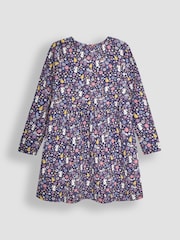 JoJo Maman Bébé Denim Blue Fruit & Mouse Button Front Dress - Image 1 of 3