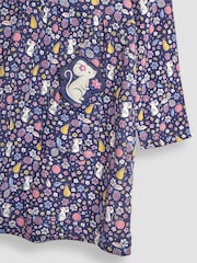 JoJo Maman Bébé Denim Blue Fruit & Mouse Button Front Dress - Image 3 of 3