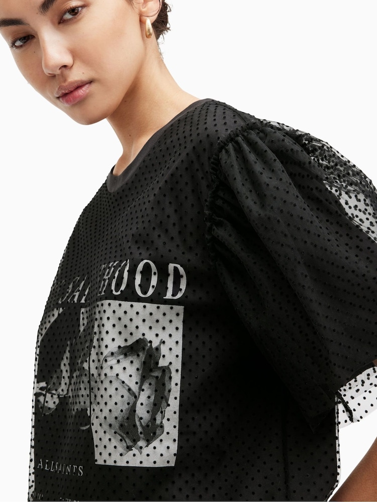 AllSaints Black 100% Cotton Rosekis Tommi T-Shirt - Image 2 of 6