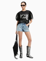 AllSaints Black 100% Cotton Rosekis Tommi T-Shirt - Image 3 of 6