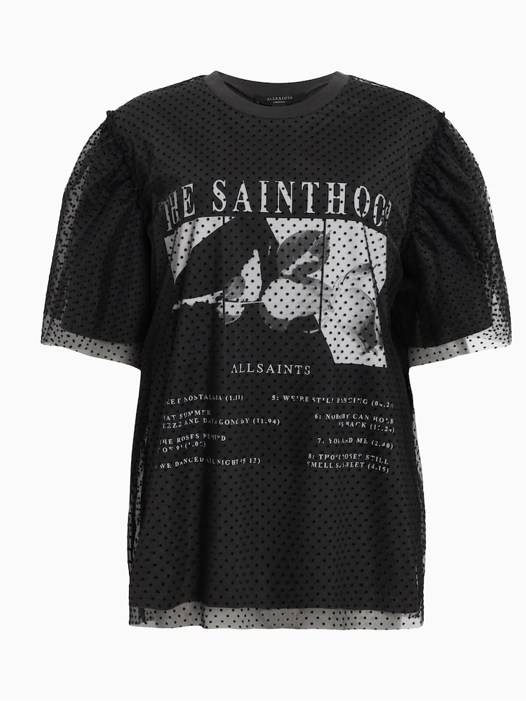 AllSaints Black 100% Cotton Rosekis Tommi T-Shirt - Image 6 of 6