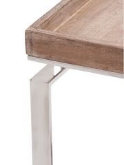 Pacific Mirrored Mango Wood and Silver Metal Side Table - Image 4 of 6