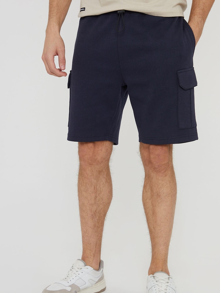 Threadbare Navy Cargo Pocket Sweat Shorts - Image 1 of 4