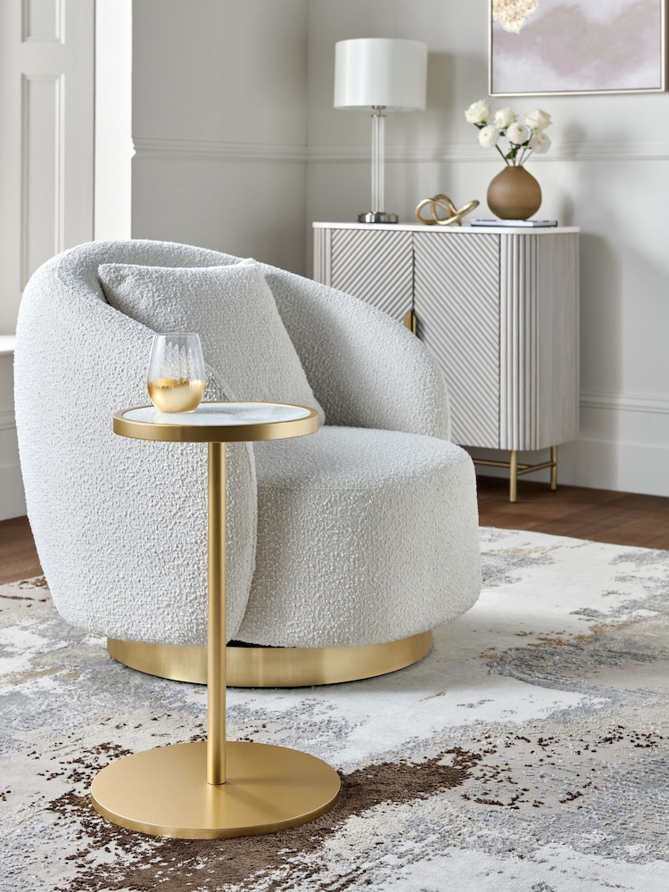 Lipsy Marble and Gold Effect Frame Side Table - Image 1 of 4