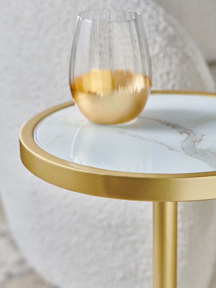 Lipsy Marble and Gold Effect Frame Side Table - Image 2 of 4