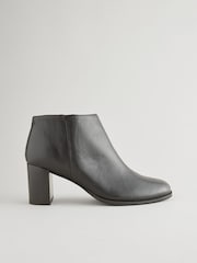 Black Leather Forever Comfort® Leather Block Heeled Almond Toe Boots - Image 4 of 7