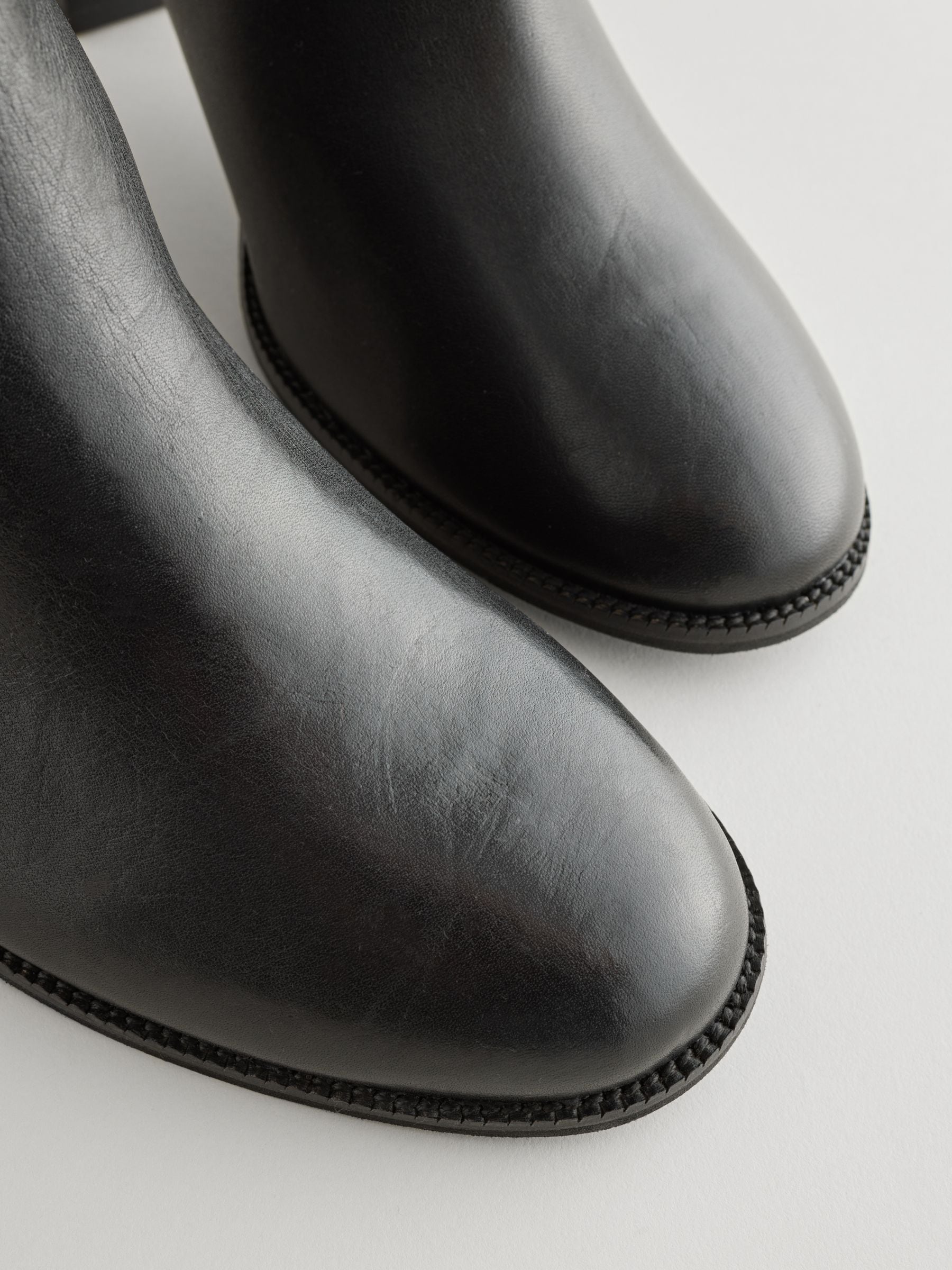 Buy Black Leather Block Heeled Almond Toe Boots from Next USA