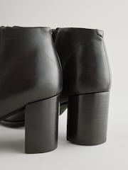 Black Leather Forever Comfort® Leather Block Heeled Almond Toe Boots - Image 7 of 7
