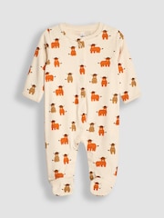 JoJo Maman Bébé Rust Cow Cotton Footed Animal Print Sleepsuits 3-Pack - Image 2 of 8