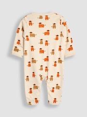 JoJo Maman Bébé Rust Cow Cotton Footed Animal Print Sleepsuits 3-Pack - Image 3 of 8