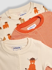 JoJo Maman Bébé Rust Cow Cotton Footed Animal Print Sleepsuits 3-Pack - Image 8 of 8