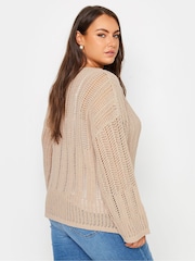 Yours Curve Natural Flare Sleeve Pointelle Jumper - Image 3 of 5