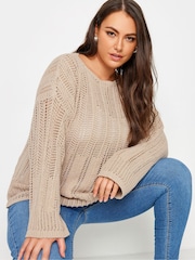 Yours Curve Natural Flare Sleeve Pointelle Jumper - Image 4 of 5