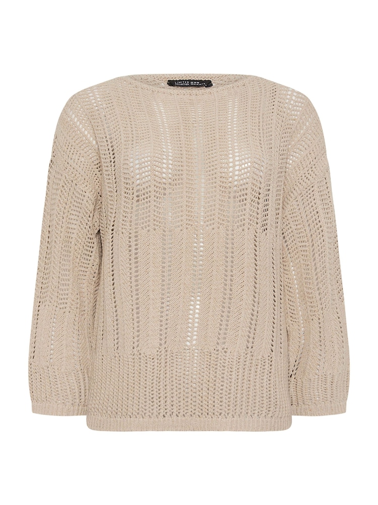 Yours Curve Natural Flare Sleeve Pointelle Jumper - Image 5 of 5