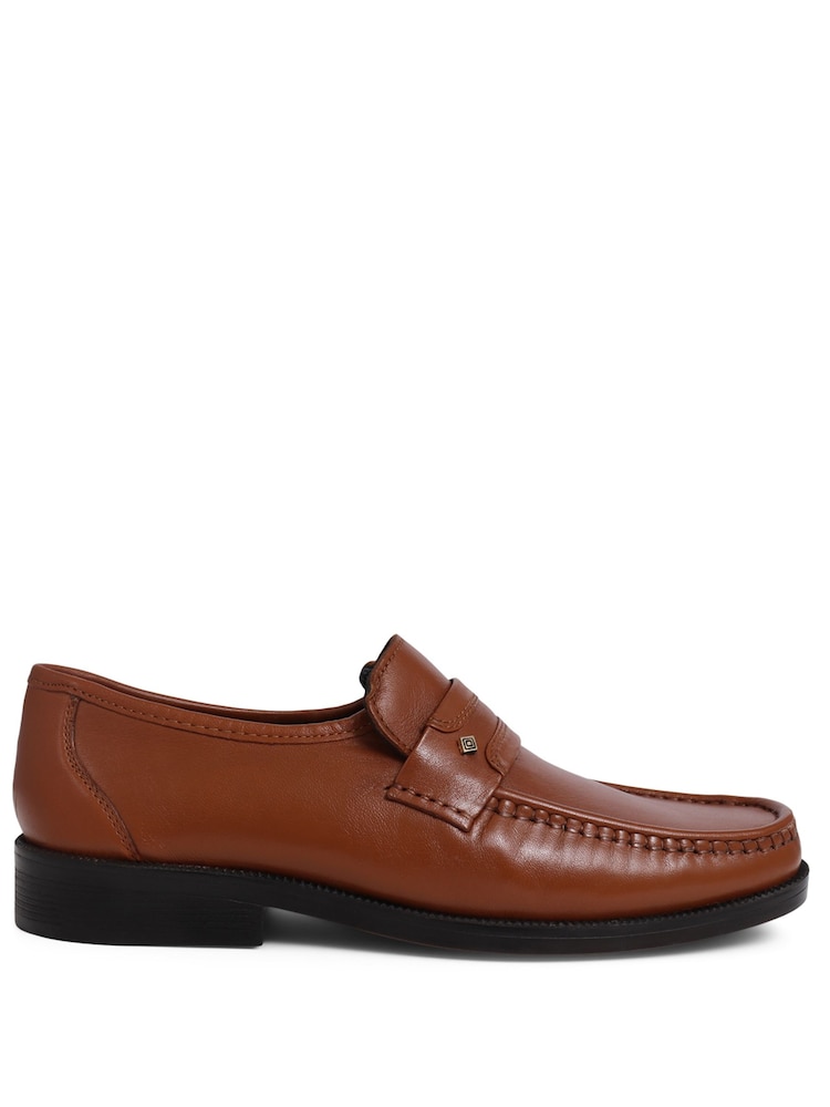 Brązowy - Pavers Gents Black Moccasin Smart Shoes - Image 1 of 5