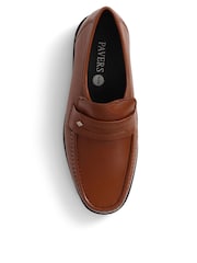 Brązowy - Pavers Gents Black Moccasin Smart Shoes - Image 3 of 5