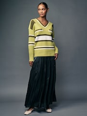 Olive Green V-Neck Knit Jumper - Image 2 of 8