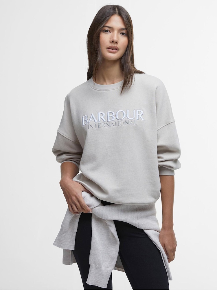 Barbour® International Cream Franchesca Logo 100% Cotton Sweatshirt - Image 1 of 6