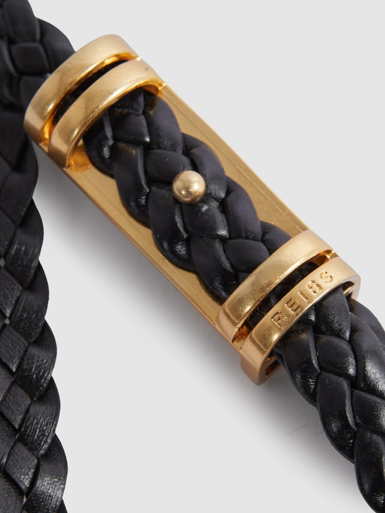 Reiss Black Lara Woven Leather Belt - Image 4 of 4 Reiss Black Lara Woven Leather Belt - Image 4 of 4
