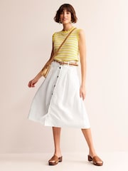 Boden White Petra 100% Linen Midi Skirt - Image 1 of 5
