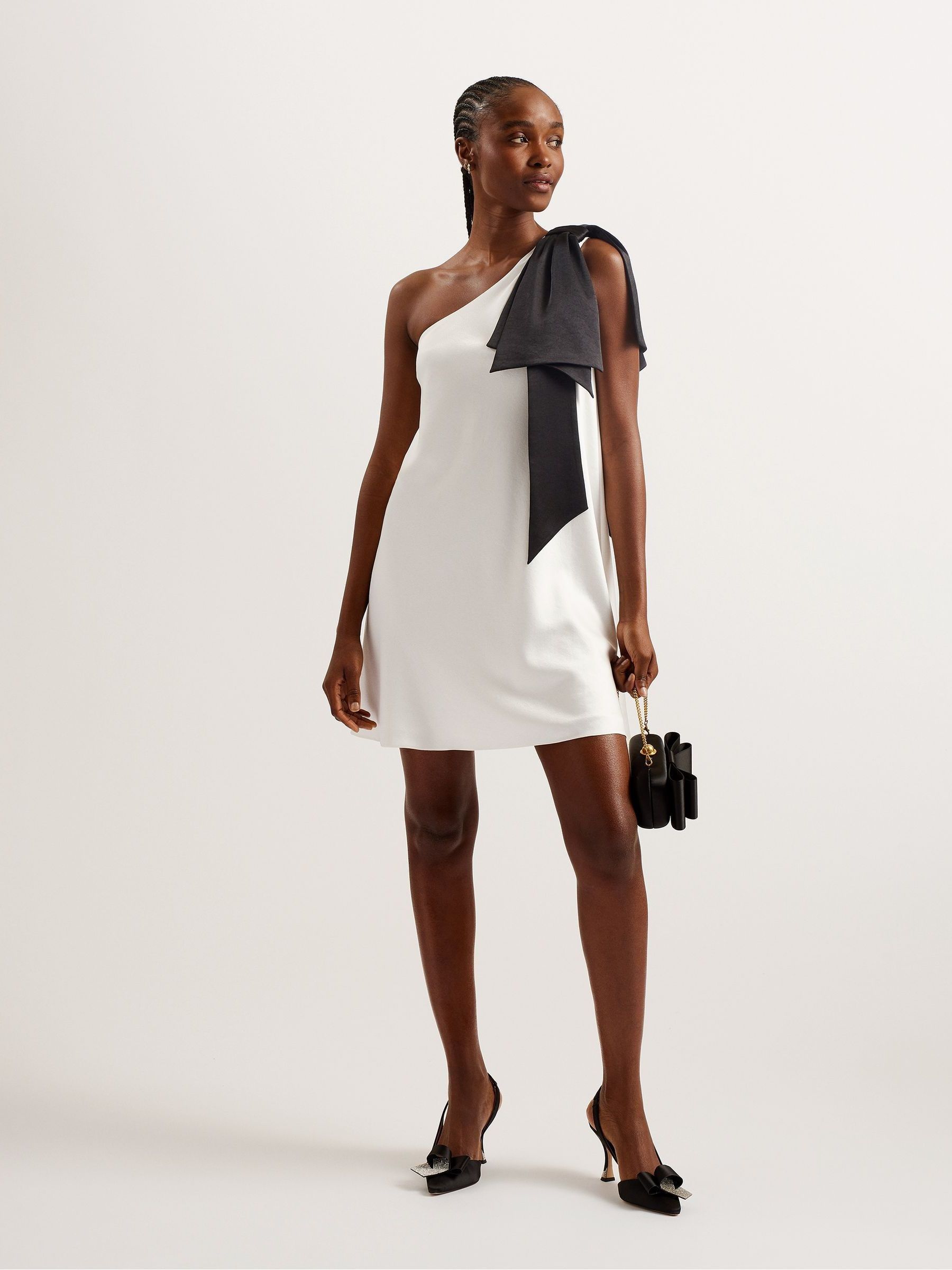 Buy Ted Baker Cream Midori Ruched Mini Dress With Bow from Next Luxembourg