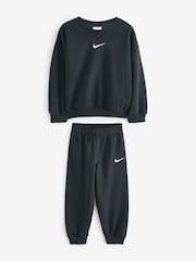 Czarny - Nike Little Kids Essential Marl Crew Tracksuit Set - Image 1 of 3