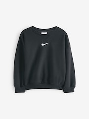 Czarny - Nike Little Kids Essential Marl Crew Tracksuit Set - Image 2 of 3