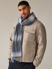 Grey/Blue Ombre Check Woven Scarf - Image 1 of 5