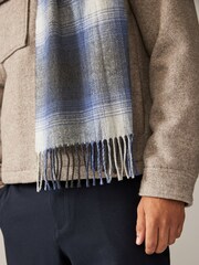 Grey/Blue Ombre Check Woven Scarf - Image 2 of 5
