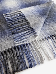 Grey/Blue Ombre Check Woven Scarf - Image 4 of 5