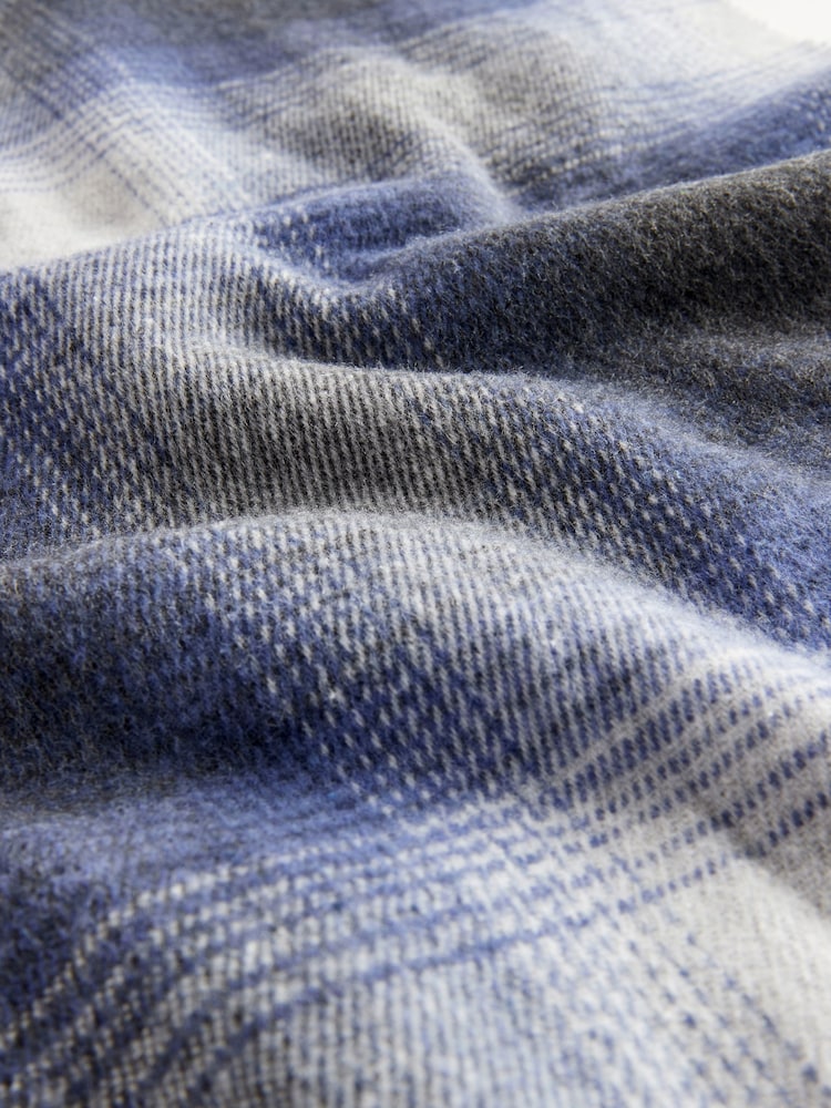Grey/Blue Ombre Check Woven Scarf - Image 5 of 5