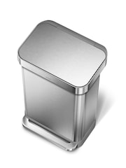 simplehuman Brushed Steel 45L Rectangular Pedal Bin With Liner Pocket - Image 2 of 5
