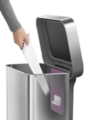 simplehuman Brushed Steel 45L Rectangular Pedal Bin With Liner Pocket - Image 3 of 5