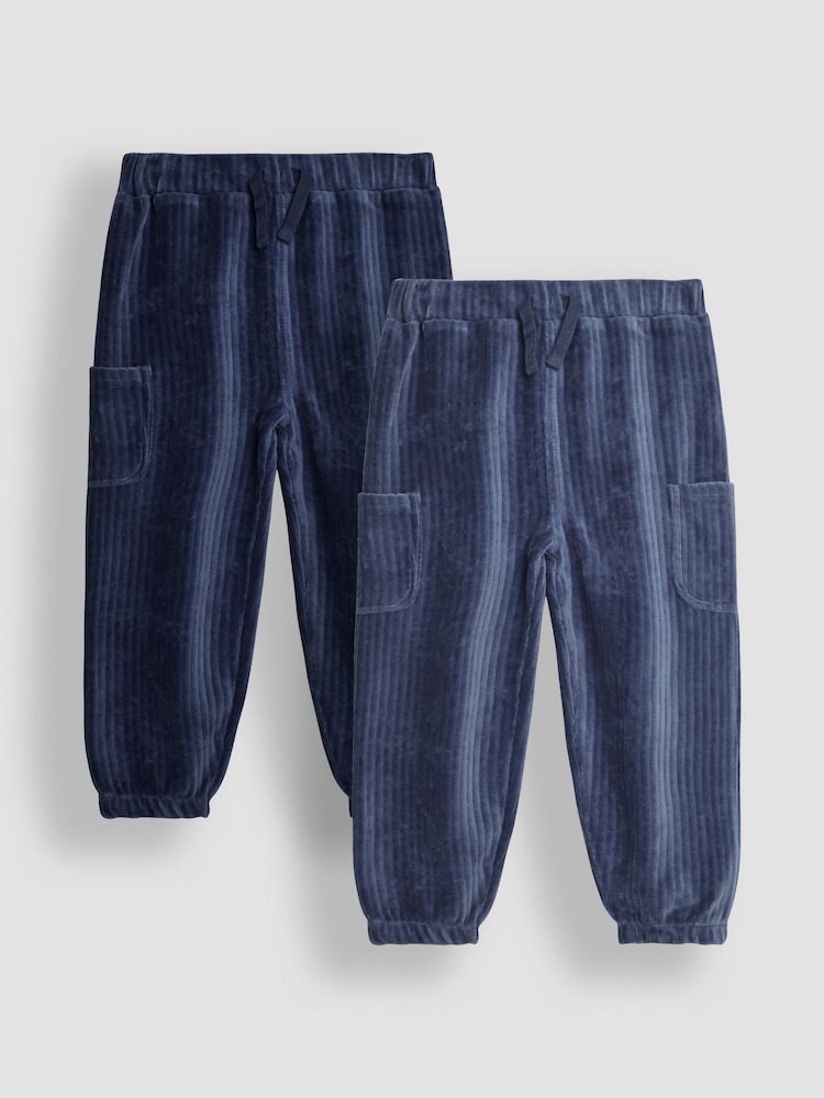 Mornarica modra & denim modra - Komplet hlačnih hlač iz velurja za prosti čas Jojo Maman Bébé 2 - Slika 1 iz 7