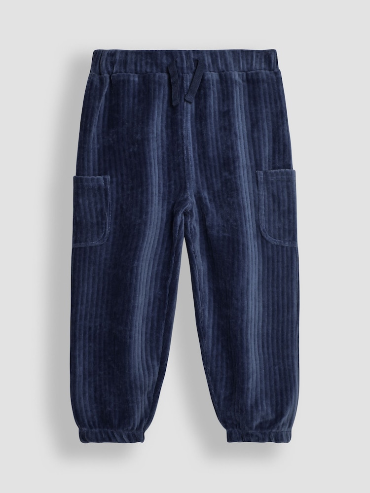 Mornarica modra & denim modra - Komplet hlačnih hlač iz velurja za prosti čas Jojo Maman Bébé 2 - Slika 2 iz 7