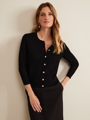 Phase Eight Black Button Through Robin Cardigan - Image 1 of 6