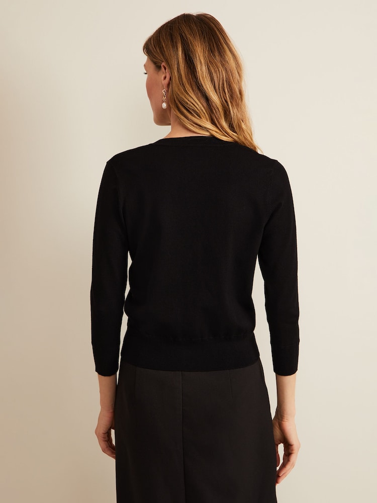 Phase Eight Black Button Through Robin Cardigan - Image 2 of 6