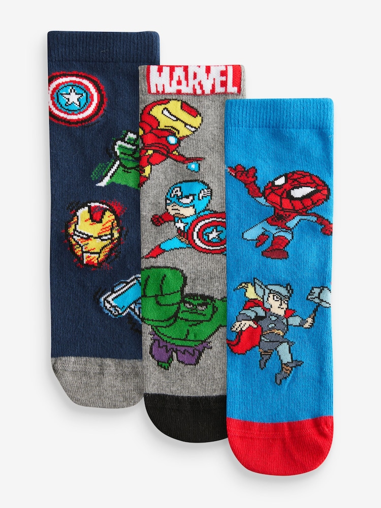 Marvel Avengers Superhero License Cotton Rich Socks 3 Pack - Image 1 of 6