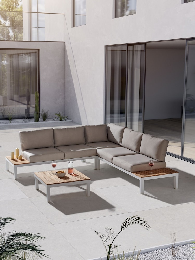 Kettler White Elba Garden Low Lounge Corner Set with Coffee Table - Image 1 of 2