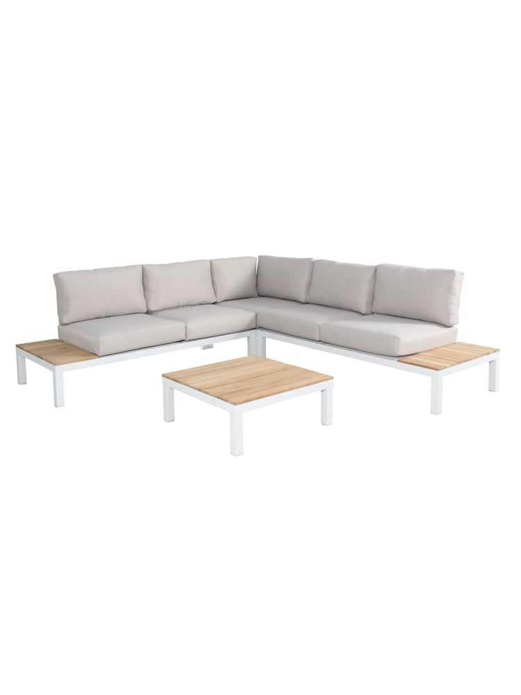 Kettler White Elba Garden Low Lounge Corner Set with Coffee Table - Image 2 of 2