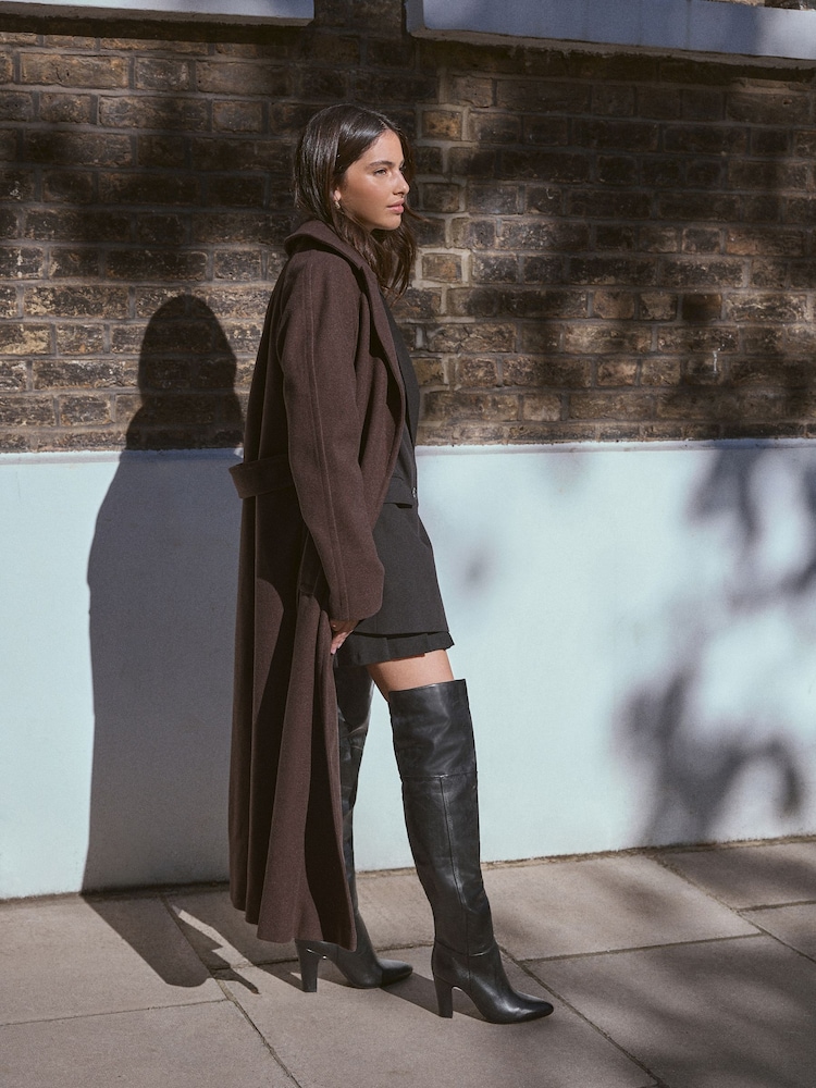 Black Leather Premium Over The Knee Heeled Boots - Image 2 of 10