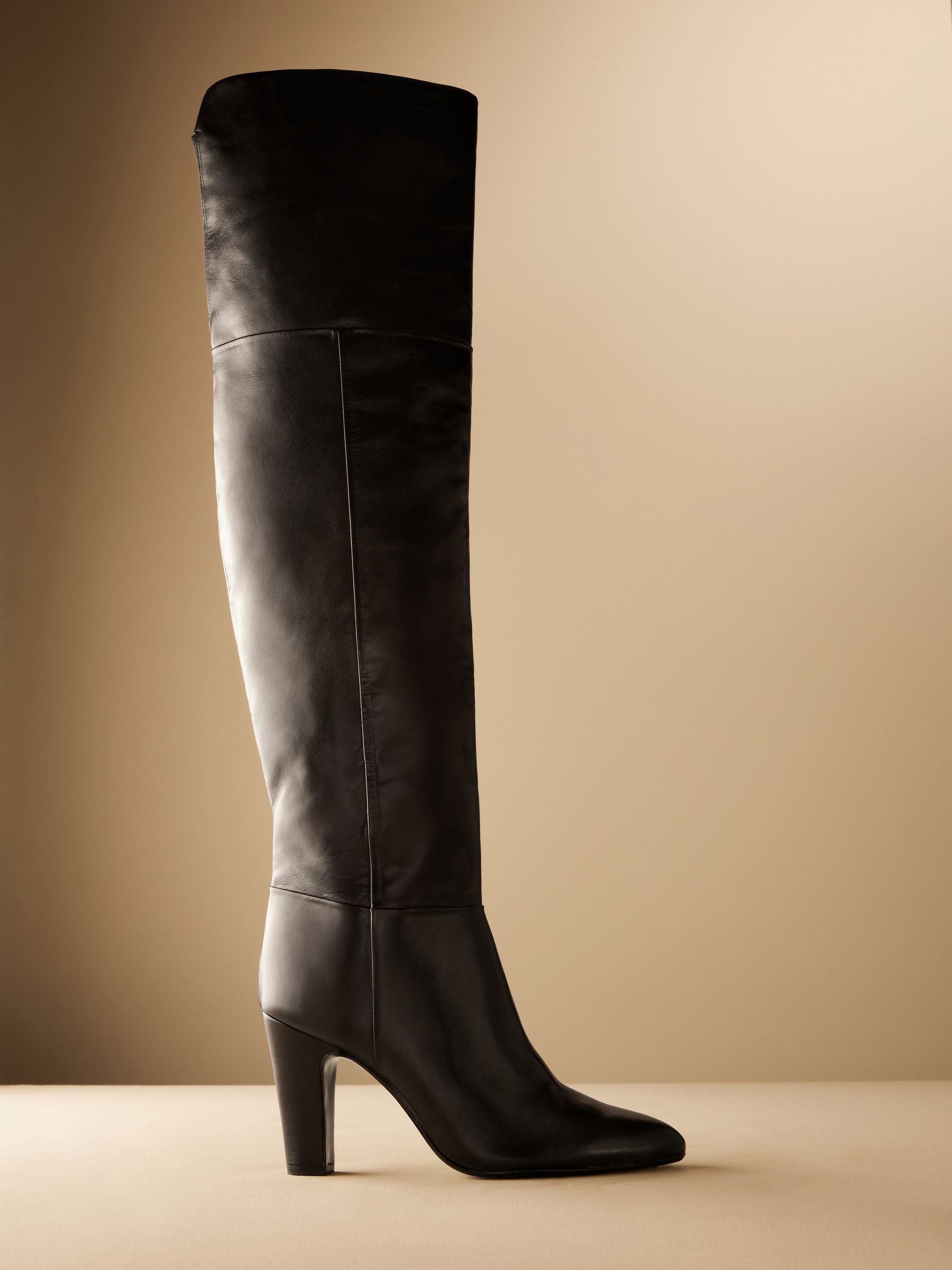 Buy Black Leather Premium Over The Knee Heeled Boots from Next Canada