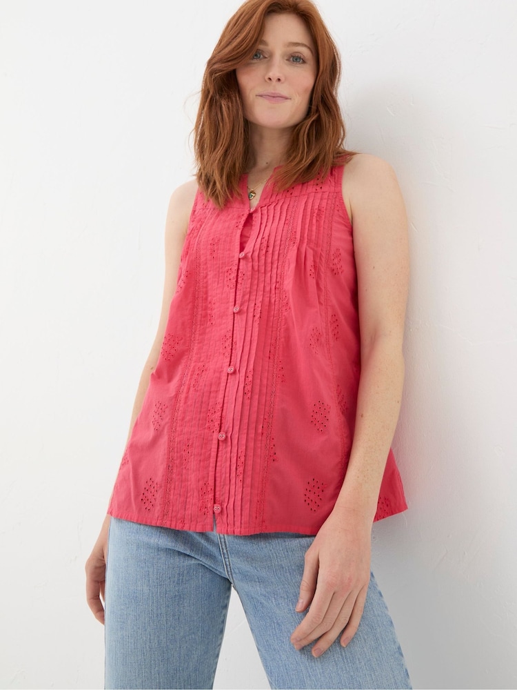 FatFace Cassie Red Embroidered Cami Vest - Image 1 of 5 FatFace Cassie Red Embroidered Cami Vest - Image 1 of 5