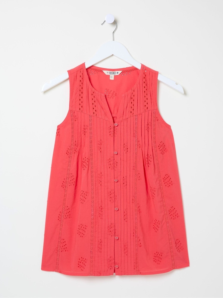 FatFace Cassie Red Embroidered Cami Vest - Image 5 of 5