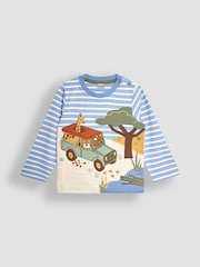 JoJo Maman Bébé Blue Safari Scene Applique Top - Image 1 of 3