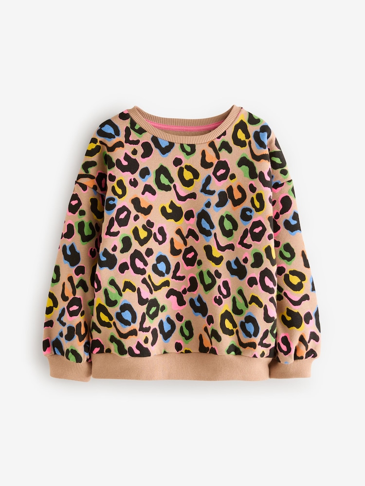 Cardigan Rainbow Leopard Print Jumper Oversized Sweatshirt Rainbow