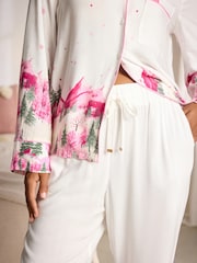 Bath & Body Works Pink/Cream Button Through Ski Pyjamas - Image 5 of 9