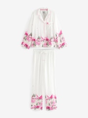 Bath & Body Works Pink/Cream Button Through Ski Pyjamas - Image 6 of 9
