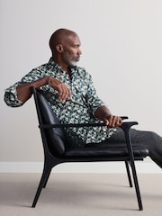 Blue Ditsy Floral Slim Fit Signature Single Cuff 100% Cotton Formal Shirt - Image 2 of 5